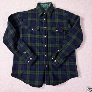 Vintage Neil Martin Mens M Black Watch Plaid Wool Flannel Shirt Made Korea